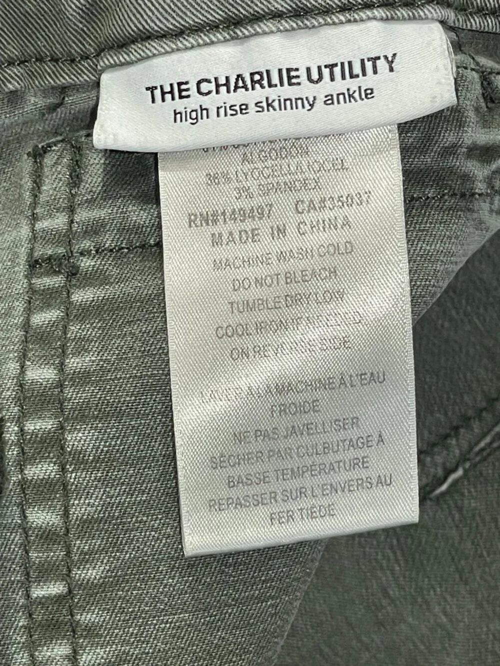 Joe's Jeans The Charlie Utility Olive Green High Rise Skinny Ankle Pants Size 26